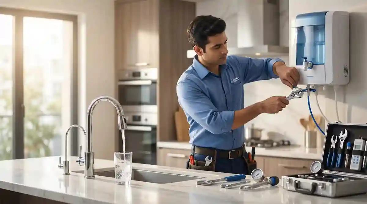 LG RO Technician at work